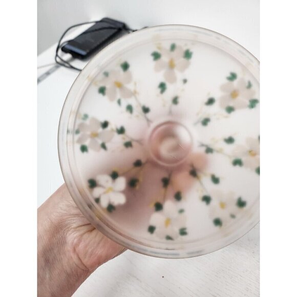 VTG Tiffin Glass Pink Satin Candy Dish Lidded Floral Hand Painted Rooted Classic - Picture 5 of 11